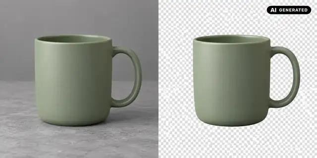 AI-generated example: The product appears on a transparent canvas without the background. Its shape, colour and fine outlines are preserved as closely as possible.